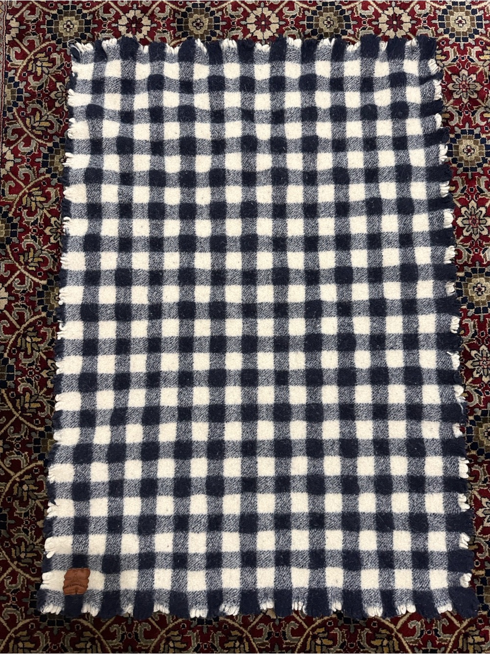 Good Karma Ranch Alpacas Navy & Cream Check Blanket